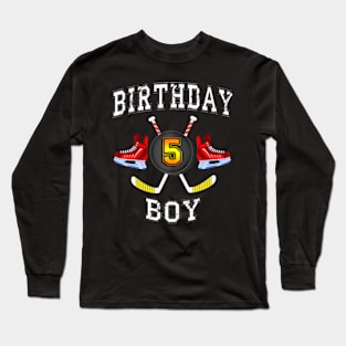 5Th Birthday Boy Ice Hockey 5 Years Old Kid Long Sleeve T-Shirt